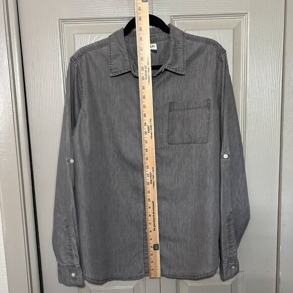 Magellan Outdoors Women’s Classic Fit Button-Up Shirt Gray Long Sleeve Roll-Tab - Picture 7 of 10